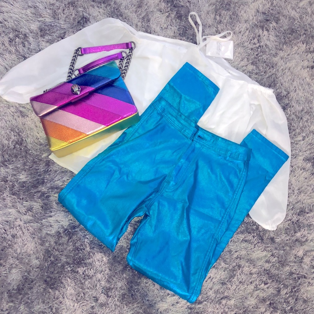 Metallic blue pants - Picture 3 of 10